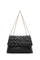 Women's Black Long Chain Strap Braided Crossbody Bag | Derimod Women's Black Long Chain Strap Braided Crossbody Bag | Derimod
