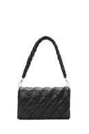 Women's Black Knitted Shoulder Bag with Printed Straps | Derimod Women's Black Knitted Shoulder Bag with Printed Straps | Derimod