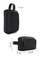 D-Pack Men's Black Fabric Handbag | Derimod D-Pack Men's Black Fabric Handbag | Derimod