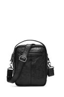 Men's Black Long Strap Leather Crossbody Bag | Derimod Men's Black Long Strap Leather Crossbody Bag | Derimod
