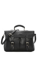 Men's Black Long Strap Leather Briefcase | Derimod Men's Black Long Strap Leather Briefcase | Derimod
