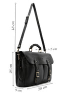 Men's Black Long Strap Leather Briefcase | Derimod Men's Black Long Strap Leather Briefcase | Derimod