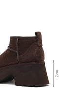 Women's Brown Thick Soled Suede Leather Teddy Boots | Derimod Women's Brown Thick Soled Suede Leather Teddy Boots | Derimod