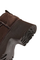 Women's Brown Thick Soled Suede Leather Teddy Boots | Derimod Women's Brown Thick Soled Suede Leather Teddy Boots | Derimod