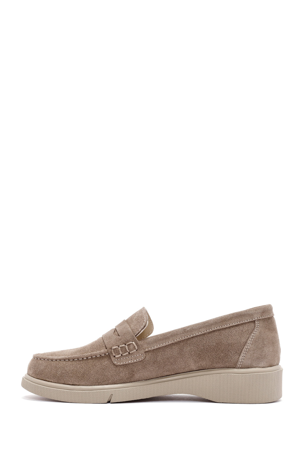 Kadın Vizon Süet Deri Comfort Loafer