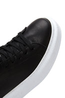 Kadın Siyah Bağcıklı Kalın Taban Deri Sneaker | Derimod Kadın Siyah Bağcıklı Kalın Taban Deri Sneaker | Derimod
