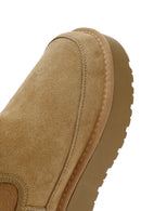 Women's Brown Thick Soled Fur Suede Leather Boots | Derimod Women's Brown Thick Soled Fur Suede Leather Boots | Derimod