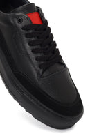 Men's Black Lace-Up Thick-Soled Leather Sneaker | Derimod Men's Black Lace-Up Thick-Soled Leather Sneaker | Derimod