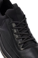 Erkek Siyah Bağcıklı Deri Sneaker | Derimod Erkek Siyah Bağcıklı Deri Sneaker | Derimod