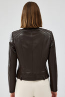 Heidi Kadın Kahverengi Kısa Deri Ceket | Derimod Heidi Kadın Kahverengi Kısa Deri Ceket | Derimod