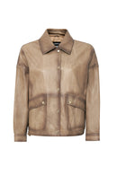 Susan Women's Beige Leather Jacket | Derimod Susan Women's Beige Leather Jacket | Derimod