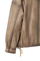 Susan Women's Beige Leather Jacket | Derimod Susan Women's Beige Leather Jacket | Derimod