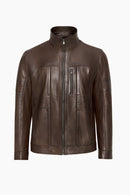 Bruno Men's Brown Leather Jacket | Derimod Bruno Men's Brown Leather Jacket | Derimod