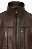 Bruno Men's Brown Leather Jacket | Derimod Bruno Men's Brown Leather Jacket | Derimod