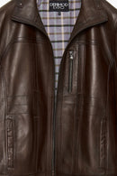 Bruno Men's Brown Leather Jacket | Derimod Bruno Men's Brown Leather Jacket | Derimod