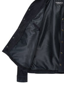 Enzo Men's Navy Shirt Collar Suede Leather Jacket | Derimod Enzo Men's Navy Shirt Collar Suede Leather Jacket | Derimod