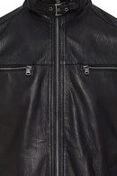 Mateo Men's Black Leather Jacket | Derimod Mateo Men's Black Leather Jacket | Derimod