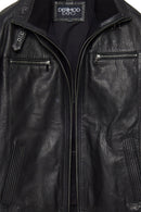 Mateo Men's Black Leather Jacket | Derimod Mateo Men's Black Leather Jacket | Derimod