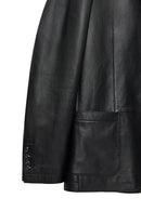 Dominic Men's Black Blazer Leather Jacket | Derimod Dominic Men's Black Blazer Leather Jacket | Derimod