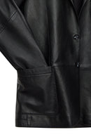 Dominic Men's Black Blazer Leather Jacket | Derimod Dominic Men's Black Blazer Leather Jacket | Derimod