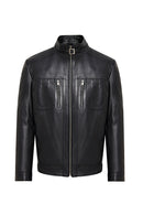 Muller-X (Plus) Men's Black Leather Jacket | Derimod Muller-X (Plus) Men's Black Leather Jacket | Derimod
