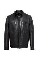 Muller-X (Plus) Men's Black Leather Jacket | Derimod Muller-X (Plus) Men's Black Leather Jacket | Derimod
