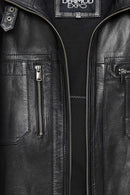 Muller-X (Plus) Men's Black Leather Jacket | Derimod Muller-X (Plus) Men's Black Leather Jacket | Derimod