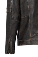 Morant Men's Brown Vintage Slim-Fit Leather Jacket | Derimod Morant Men's Brown Vintage Slim-Fit Leather Jacket | Derimod