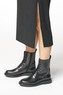 Geox Women's Black Serilda Lace-Up Leather Boots | Derimod Geox Women's Black Serilda Lace-Up Leather Boots | Derimod