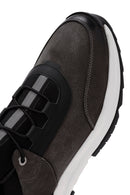 Erkek Gri Bağcıklı Nubuk Deri Casual Sneaker | Derimod Erkek Gri Bağcıklı Nubuk Deri Casual Sneaker | Derimod