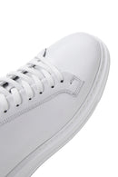 Male White Lace-Up Thick-Soled Leather Sneaker | Derimod Male White Lace-Up Thick-Soled Leather Sneaker | Derimod