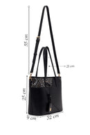 Woman Black Long-Strap Printed Classic Shoulder Bag | Derimod Woman Black Long-Strap Printed Classic Shoulder Bag | Derimod