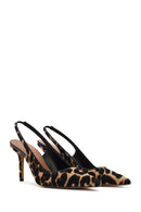 Kadın Leopar Arkası Açık İnce Topuklu Deri Ayakkabı | Derimod Kadın Leopar Arkası Açık İnce Topuklu Deri Ayakkabı | Derimod