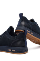Erkek Lacivert Bağcıklı Nubuk Deri Sneaker | Derimod Erkek Lacivert Bağcıklı Nubuk Deri Sneaker | Derimod