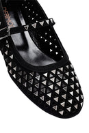 Women's Black Buckled Stoned Leather Ballerinas | Derimod Women's Black Buckled Stoned Leather Ballerinas | Derimod