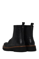 Woman Black Zip Closure Thick-Soled Leather Combat Boots | Derimod Woman Black Zip Closure Thick-Soled Leather Combat Boots | Derimod