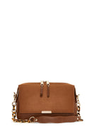 Women's Tan Chain Strap Suede Crossbody Bag | Derimod Women's Tan Chain Strap Suede Crossbody Bag | Derimod