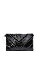 Women's Black Chain Strap Patterned Clutch Bag | Derimod Women's Black Chain Strap Patterned Clutch Bag | Derimod