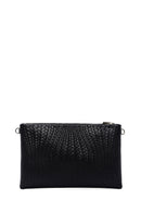 Women's Black Chain Strap Braided Clutch Bag | Derimod Women's Black Chain Strap Braided Clutch Bag | Derimod