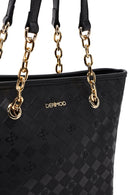 Kadın Siyah Baskılı Omuz Çantası | Derimod Kadın Siyah Baskılı Omuz Çantası | Derimod