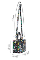 Woman Black Long Strap Printed Shoulder Bag | Derimod Woman Black Long Strap Printed Shoulder Bag | Derimod