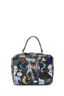 Woman Black Long Strap Printed Shoulder Bag | Derimod Woman Black Long Strap Printed Shoulder Bag | Derimod