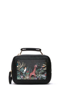 Woman Black Long Strap Printed Shoulder Bag | Derimod Woman Black Long Strap Printed Shoulder Bag | Derimod