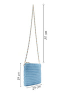 Woman Blue Long Chain Strap Printed Clutch Bag | Derimod Woman Blue Long Chain Strap Printed Clutch Bag | Derimod