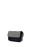 Woman Black Long Strap Printed Crossbody Bag | Derimod Woman Black Long Strap Printed Crossbody Bag | Derimod