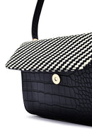 Woman Black Long Strap Printed Crossbody Bag | Derimod Woman Black Long Strap Printed Crossbody Bag | Derimod