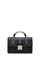 Woman Black Long Strap Mini Quilted Crossbody Bag | Derimod Woman Black Long Strap Mini Quilted Crossbody Bag | Derimod