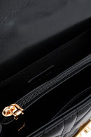 Woman Black Long Strap Mini Quilted Crossbody Bag | Derimod Woman Black Long Strap Mini Quilted Crossbody Bag | Derimod