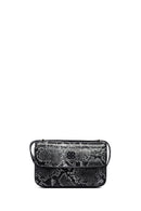 Woman Black Long Strap Patterned Crossbody Bag | Derimod Woman Black Long Strap Patterned Crossbody Bag | Derimod