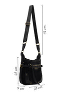 Women's Black Long Strap Suede Leather Crossbody Bag | Derimod Women's Black Long Strap Suede Leather Crossbody Bag | Derimod